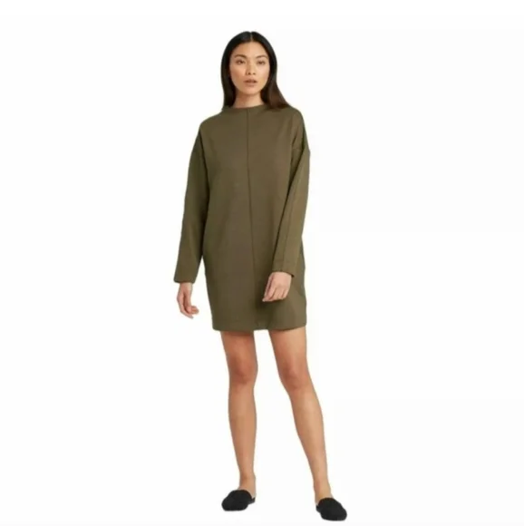 Women's Long Sleeve Crewneck Scuba Mini Dress - Prologue Green S